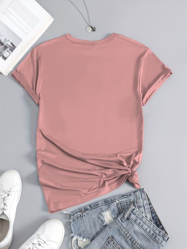 Women'S Casual "BENCH" Letter Print T-Shirt - Short Sleeve Crew Neck, Soft Polyester Fabric, Spring/Summer Fashion Top for Casual Attire, Ladies T Shirt - Image 7