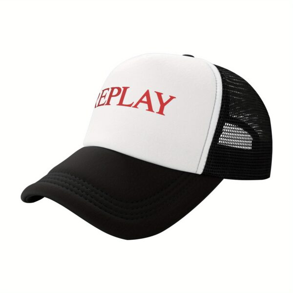 REPLAY Mesh Baseball Cap for Men & Women - Adjustable Lightweight Breathable Sport Hat with PVC Coating, White & Black Design for Camping, Outdoor Activities, Halloween, Thanksgiving, Father’s Day Gifts, Baseball Hat, Casual Headwear, Casual Style, Durable Headgear - Image 10