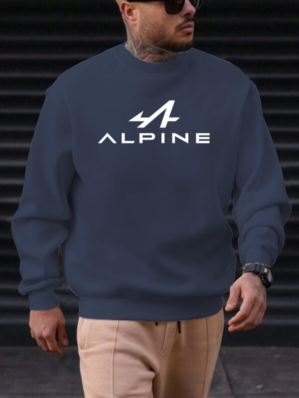 Men'S Alpine Graphic Casual Crew Neck Sweatshirt, 100% Polyester Knit Fabric, Regular Fit, Slight Stretch, Solid Color, 250g/m² - Comfortable and Stylish - Image 10