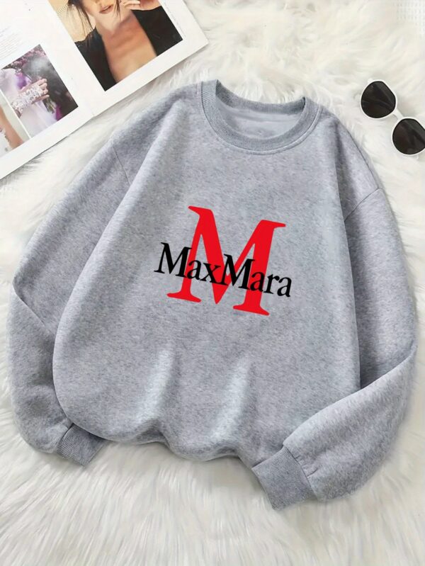 Women'S Max Mara Print Sweatshirt - Cozy Long Sleeve Crewneck Pullover, Casual All-Season Wear, Soft Fabric, Perfect for Casual Attire, Comfortable Clothing | Casual Style | Soft Texture - Image 3