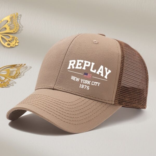 REPLAY White Letter Print Mesh Baseball Cap, Outdoor, for RICHARDSON, Summer, Outdoor Sports, Printed, Curved Brim, Truck Driver Hat - Image 11