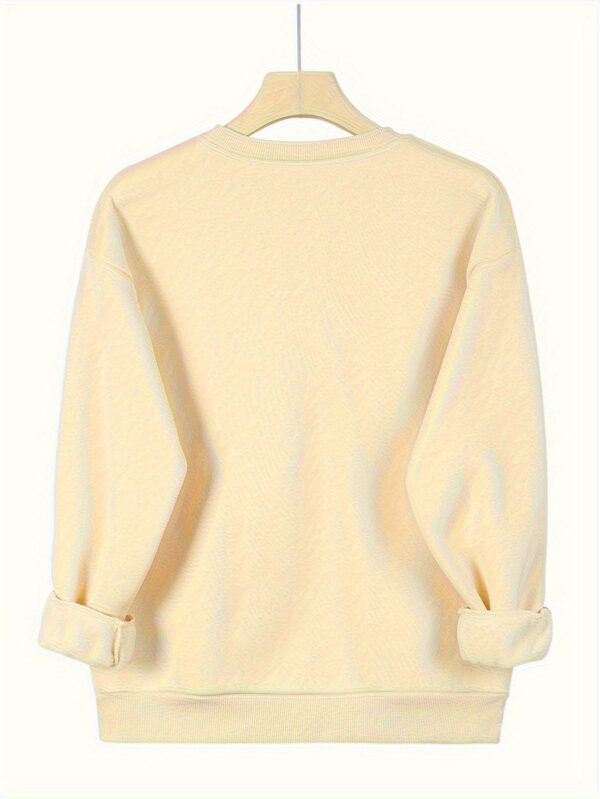 Y2K Women's Casual Long Sleeve Pullover Sweatshirt - Black with White Letter Print, Round Neck, Machine Washable, Autumn Winter Fashion Top, Cute Sweatshirts - Image 9