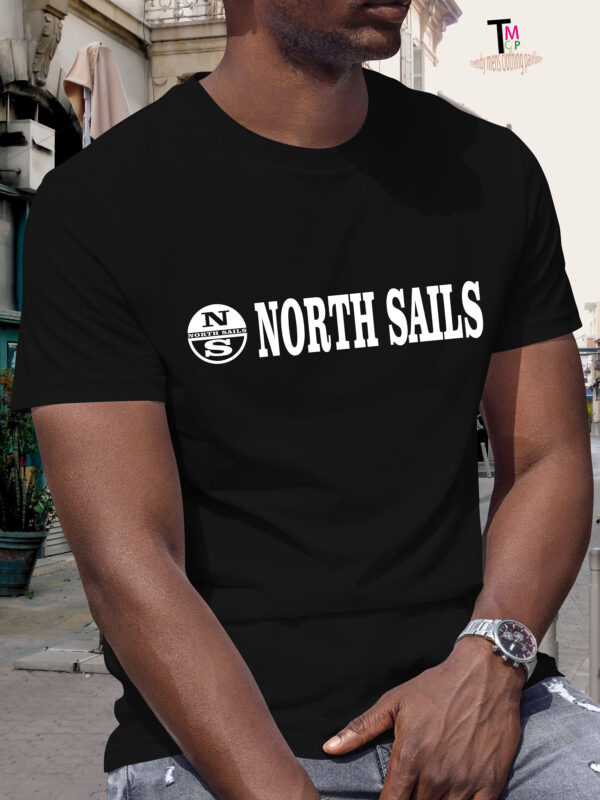 Men'S "NORTH SAILS" Graphic T-Shirt - Casual Crew Neck, Short Sleeve, Summer Fashion Top with Sailing Ship Design, Dark Color, Lightweight Polyester Blend for Casual Attire - Image 5