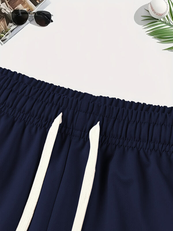 Men's Summer Casual Shorts with "REPLAY" Graphic Print, Elastic Waistband & Side Pockets - Black, Machine Washable, Regular Fit, Summer Shorts, Adjustable Drawstring Closure - Image 8