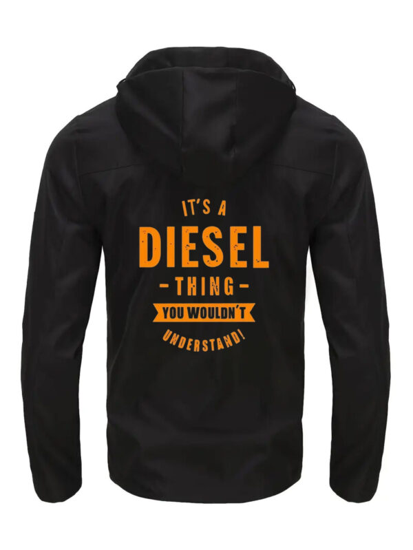 Men'S Casual Bomber Jacket with "DIESEL" Print - Lightweight Polyester, Zip-Up Hooded Streetwear Coat, Regular Fit, Non-Stretch Fabric, Zippered Pockets, Urban Fashion Outerwear - Image 5