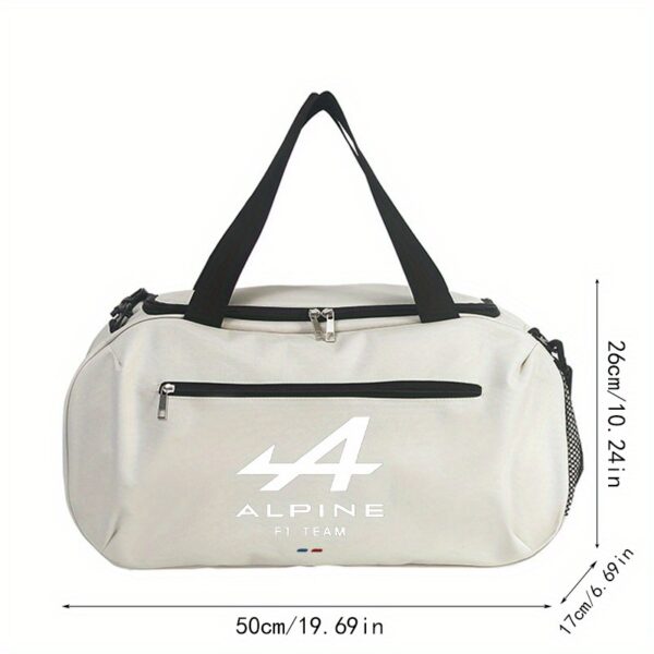 1pc Alpine Racing Duffel Bag with Bull Head Logo - Large Capacity Foldable Gym & Travel Bag for Yoga, Training, and Sports Equipment, White Oxford Fabric, Hand Wash Only, Sports Gear Bag, Modern Sports Bag, Durable Zipper Closure - Image 4