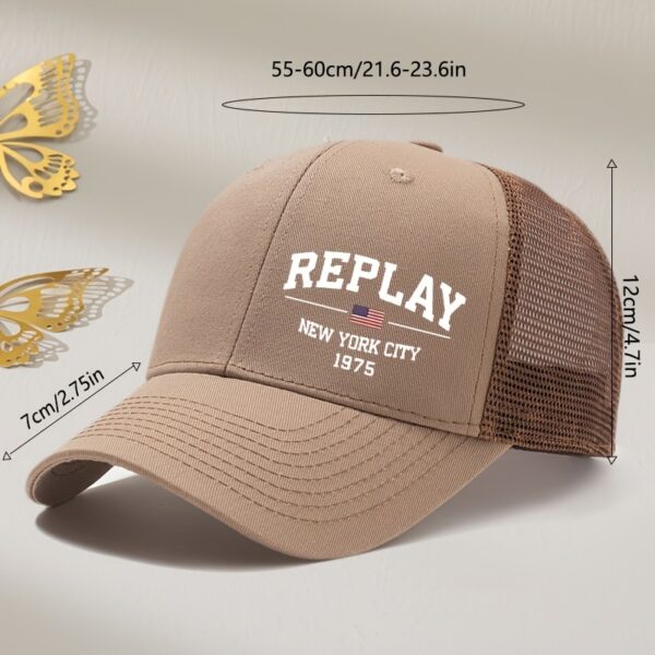 REPLAY White Letter Print Mesh Baseball Cap, Outdoor, for RICHARDSON, Summer, Outdoor Sports, Printed, Curved Brim, Truck Driver Hat - Image 6