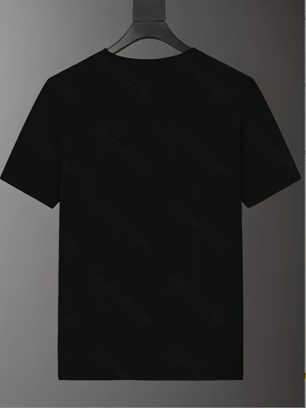 Men's Black Crew Neck T-Shirt - Harrods Print, Breathable & Quick-Dry Casual Summer Tee, Comfortable Relaxed Fit, Machine Washable - Image 5