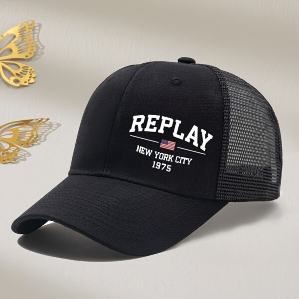 REPLAY White Letter Print Mesh Baseball Cap, Outdoor, for RICHARDSON, Summer, Outdoor Sports, Printed, Curved Brim, Truck Driver Hat - Image 8