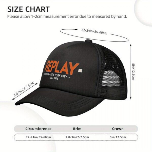 Replay Brooklyn 1975 Baseball Cap - Adjustable, Breathable Mesh Back, Black with Orange Logo, Perfect for Outdoor Activities & Gifts - Image 6