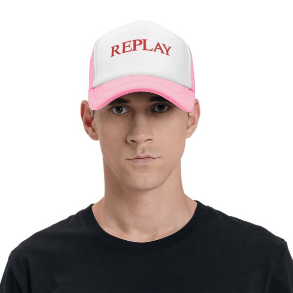 REPLAY Mesh Baseball Cap for Men & Women - Adjustable Lightweight Breathable Sport Hat with PVC Coating, White & Black Design for Camping, Outdoor Activities, Halloween, Thanksgiving, Father’s Day Gifts, Baseball Hat, Casual Headwear, Casual Style, Durable Headgear - Image 7
