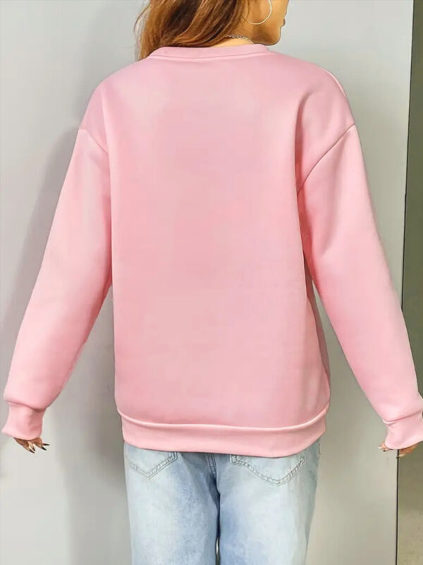 Women's Casual Thick Fleece-Lined Crewneck Sweatshirt - Bold "BENCH" Letter Print with Pink & Black Contrast, Red Base, All-Season Comfort, Machine Washable, Ladies Sweatshirts, Everyday Comfort, Trendy Sweatshirt, Ribbed Cuffs, Cozy Clothing, Stylish Casualwear, Soft Fleece Lining, Pullover Top, Fashion Lovers - Image 7