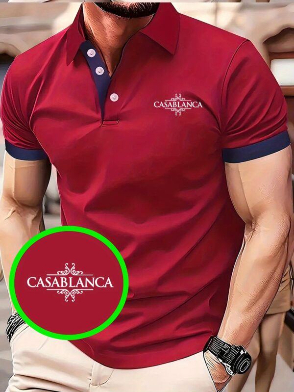 Men's Minimalist Letter Print - Premium Business Short Sleeve Shirt for Golf, Fishing, Basketball, Gym, Swimming, and Beach Wear