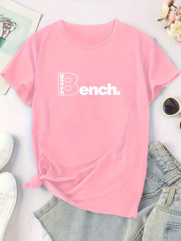 Y2K Women'S Elegant Casual Short Sleeve T-Shirt with Bench Print, Polyester Spandex, Retro Stretchy Fabric, Perfect for Summer Outfits, Daily Wear, and Outdoor - Image 5