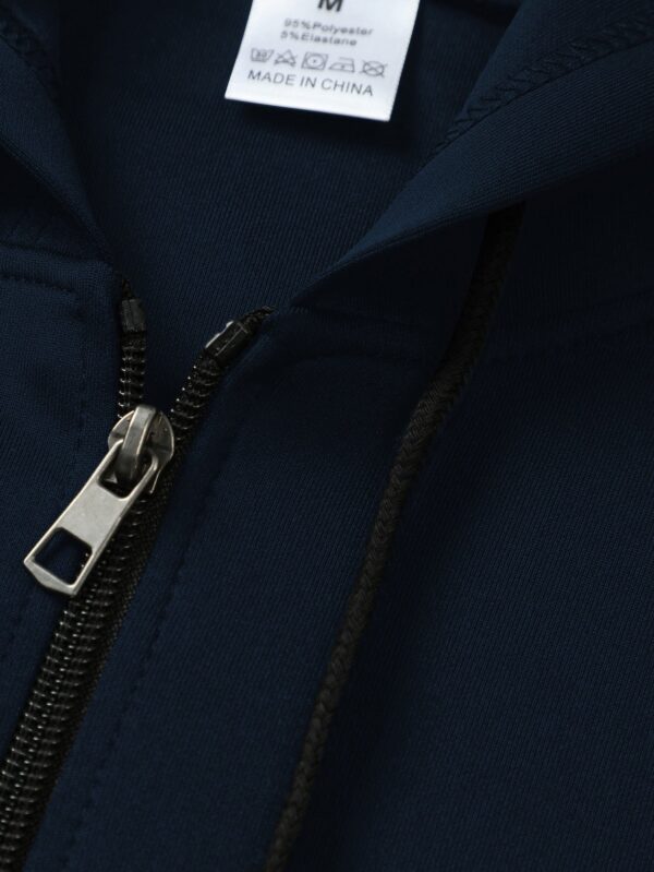 Men'S Navy Blue "ICEBERG MILANO ITALIA since" Hooded Sweatshirt - Casual Style with Zipper Closure, Polyester Lining, Pockets, Casual Wear|Hooded Jacket|Zippered Jacket - Image 5