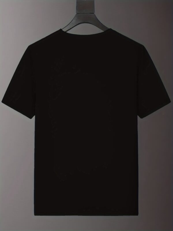 Men'S Casual Summer T-Shirt - "BENCH" Print, Black with White Stripes, Round Neck, Short Sleeve, Lightweight Polyester Blend, Perfect for Outdoor Activities, Outdoor Casual Wear | Round Neck Shirt | Lightweight Fabric - Image 5
