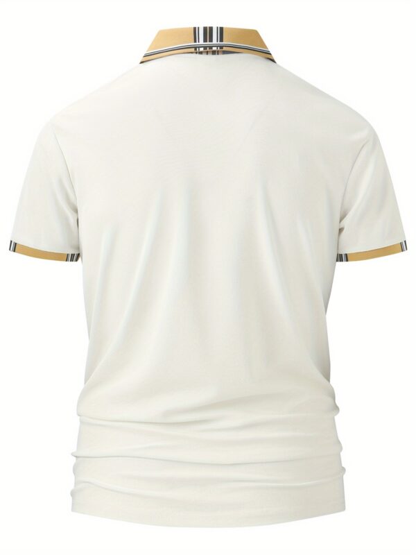 Men'S White Shirt with Golden "B" Horse Print - Breathable Short Sleeve, Button-Up Collar, Casual Summer Golf & Business Attire, Regular Fit, Breathable Fabric - Image 7