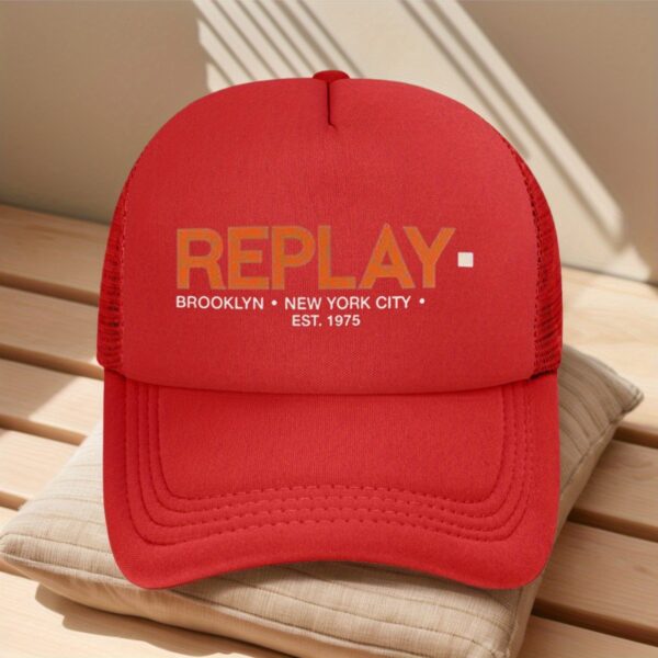 Replay Brooklyn 1975 Baseball Cap - Adjustable, Breathable Mesh Back, Black with Orange Logo, Perfect for Outdoor Activities & Gifts - Image 5