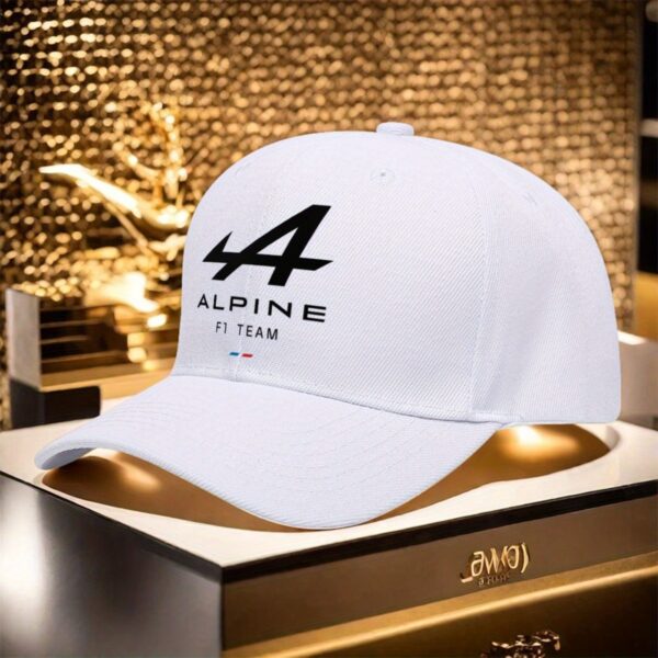 1pc Alpine Team Logo Baseball Cap - Lightweight Polyester Trucker Hat for Men & Women, Black with White Lettering, Outdoor Sports & Casual Wear, Baseball Hat - Image 5