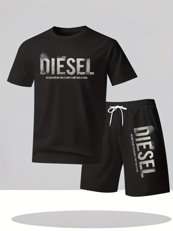 Diesel Graphic T-Shirt & Shorts Set - Breathable Polyester, Quick-Dry, Soft & Comfortable for Outdoor Sports, Beach, Travel, Parties - Casual Streetwear with Diesel Logo Design, Beach Attire | Diesel Logo Shirt | Quickdry Fabric, Sweat-Resistant - Image 8