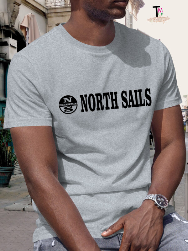Men'S "NORTH SAILS" Graphic T-Shirt - Casual Crew Neck, Short Sleeve, Summer Fashion Top with Sailing Ship Design, Dark Color, Lightweight Polyester Blend for Casual Attire - Image 2