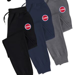3-Pack Men's Casual Jogger Pants with Elastic Waist & Drawstring, 100% Polyester Knit, Print Design, Side Pockets & Slight Stretch - Gym, Training & Everyday Comfort (Black/Navy/Gray), Jogging Pants, Gym Apparel, Sporty Look, Stretchable Fabric