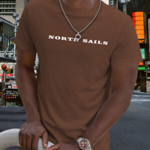North Sails Logo Print Men'S Casual Brown T-Shirt - Short Sleeve, Comfort Fit for All Seasons, Everyday Tshirt | Casual Style | Comfortable Fit