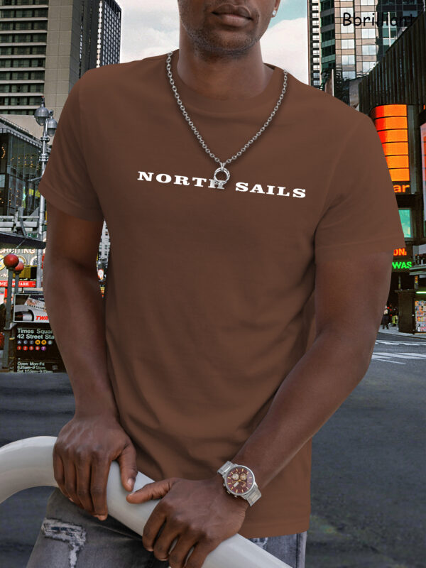 North Sails Logo Print Men'S Casual Brown T-Shirt - Short Sleeve, Comfort Fit for All Seasons, Everyday Tshirt | Casual Style | Comfortable Fit