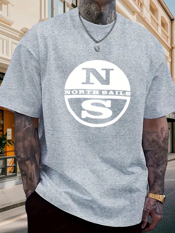 Men's 250g Slub Knit T-Shirt - Breathable Summer Casual Tee with North Sails Graphic Print, Regular Fit Streetwear Top, Machine Washable, Crew Neck Shirt, Comfortable Fabric, Warm Weather Clothing, Trendy Street Style, Urban Style - Image 2