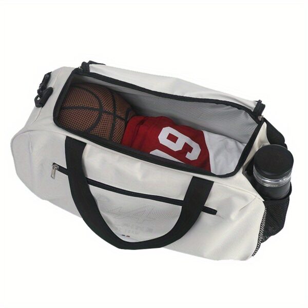 1pc Alpine Racing Duffel Bag with Bull Head Logo - Large Capacity Foldable Gym & Travel Bag for Yoga, Training, and Sports Equipment, White Oxford Fabric, Hand Wash Only, Sports Gear Bag, Modern Sports Bag, Durable Zipper Closure - Image 5
