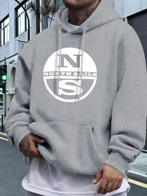 Men'S Navy Blue "North Sails" Graphic Hoodie - Casual, All-Season Pullover with Drawstring, Casual Wear|Graphic Hoodie|Comfortable Fit, Essential Hoodie - Image 4
