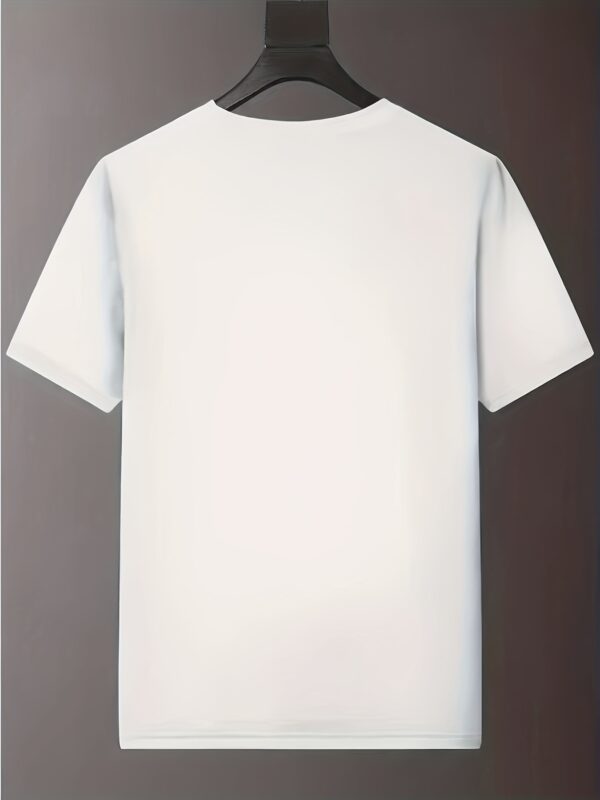 Men's Casual Summer T-Shirt - Breathable Short Sleeve Round Neck Tee with EDN UNION PARIS Geometric Letter Print, White Regular Fit for Casual Attire, Machine Washable Top - Image 3