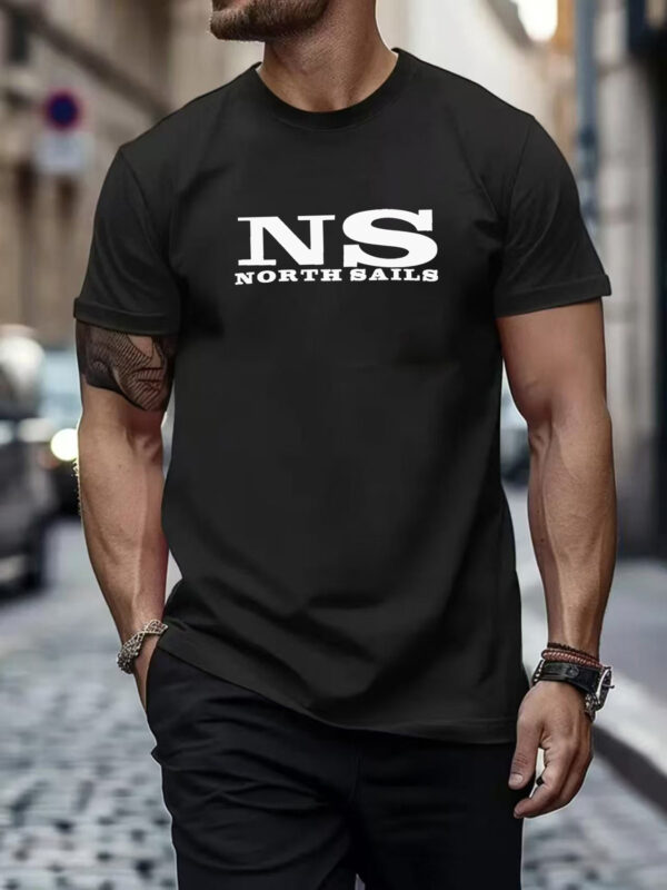 1pc Men'S North Sails Graphic T-Shirt - Breathable Polyester, Casual Crew Neck, Short Sleeve Summer Top with Bold Print Design, Perfect for Casual Attire or Sports, Everyday Tshirt | Trendy Casualwear | Comfortable Fi - Image 9