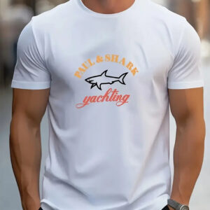 Paul Shark Yachting Printed Cotton T-shirts Men Summer Casual Short Sleeved Tees