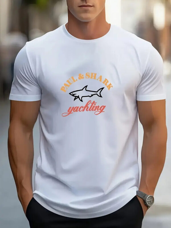 Paul Shark Yachting Printed Cotton T-shirts Men Summer Casual Short Sleeved Tees