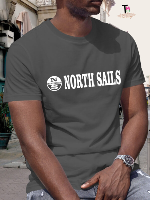 Men'S "NORTH SAILS" Graphic T-Shirt - Casual Crew Neck, Short Sleeve, Summer Fashion Top with Sailing Ship Design, Dark Color, Lightweight Polyester Blend for Casual Attire