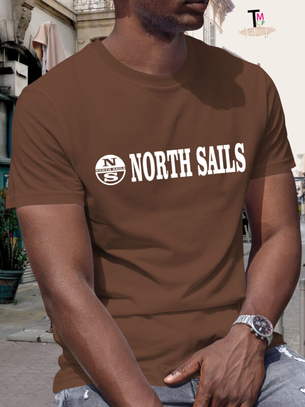 Men'S "NORTH SAILS" Graphic T-Shirt - Casual Crew Neck, Short Sleeve, Summer Fashion Top with Sailing Ship Design, Dark Color, Lightweight Polyester Blend for Casual Attire - Image 4