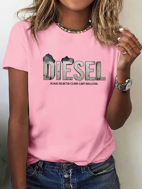 Women'S Diesel Graphic T-Shirt - Casual Crew Neck Short Sleeve Tee with Vintage Fuel Truck Print, Soft Polyester Blend, S-XXL Sizes Available, Diesel T Shirt - Image 4