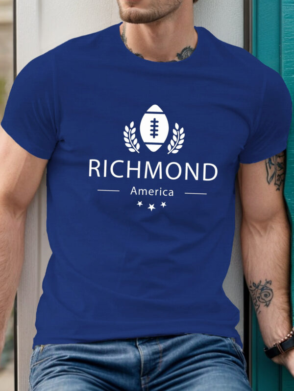 Richmond America Graphic Print Men's Casual Short Sleeve T-Shirt - 100% Polyester, Lightweight Summer Tee with Football Design, Machine Washable, Round Neck, Geometric Pattern, Ideal for Casual Attire, Sports Fan Apparel | Bold Geometric Design | Lightweight Tee