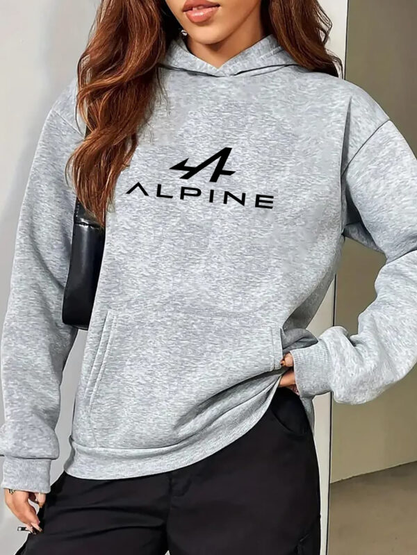 1pc Alpine Graphic Hoodie for Women, Casual Long Sleeve Pullover with Kangaroo Pocket, 100% Polyester Knit Fabric, Slight Stretch, All-Season Hooded Top - Image 2