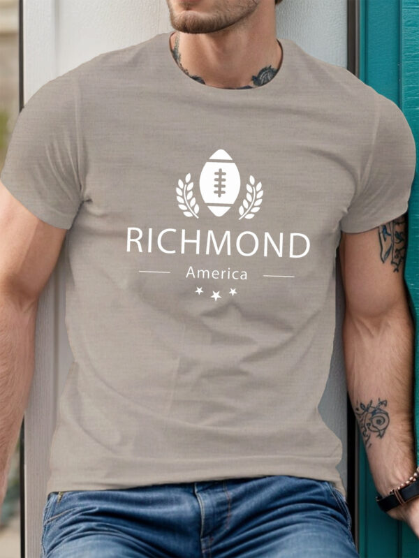 Richmond America Graphic Print Men's Casual Short Sleeve T-Shirt - 100% Polyester, Lightweight Summer Tee with Football Design, Machine Washable, Round Neck, Geometric Pattern, Ideal for Casual Attire, Sports Fan Apparel | Bold Geometric Design | Lightweight Tee - Image 5
