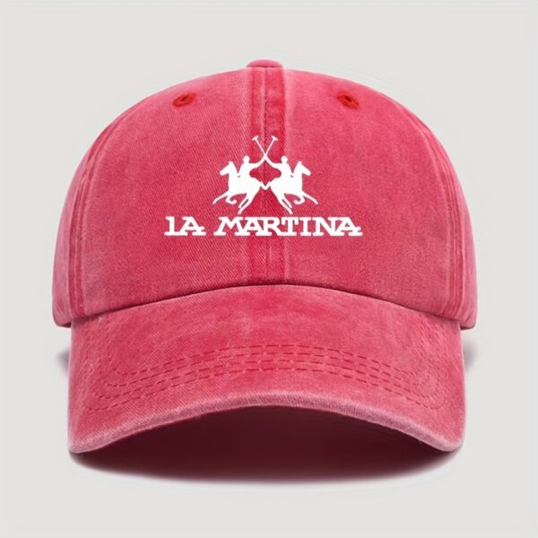 Adjustable Baseball Cap with LA MARTINA Logo Print, Suitable for Outdoor Trips, Camping, Sun Hat, Parties, And Hip-Hop for Both Men Women. - Image 8