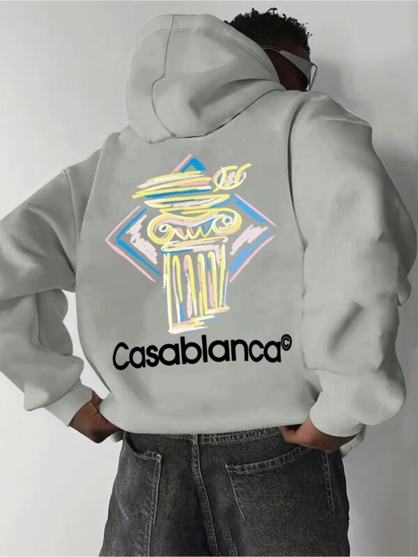 Colorful striped fashionable print, comfortable and stylish hoodie pullover for men, fashionable long-sleeved sportswear with drawstring and kangaroo pocket sweatshirt. It is the best choice for autumn and winter. - Image 6