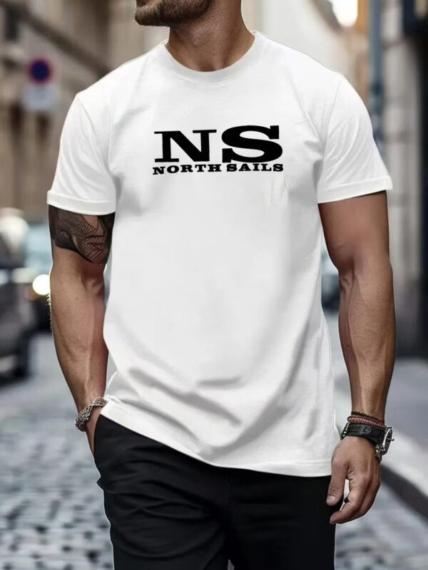 1pc Men'S North Sails Graphic T-Shirt - Breathable Polyester, Casual Crew Neck, Short Sleeve Summer Top with Bold Print Design, Perfect for Casual Attire or Sports, Everyday Tshirt | Trendy Casualwear | Comfortable Fi - Image 3