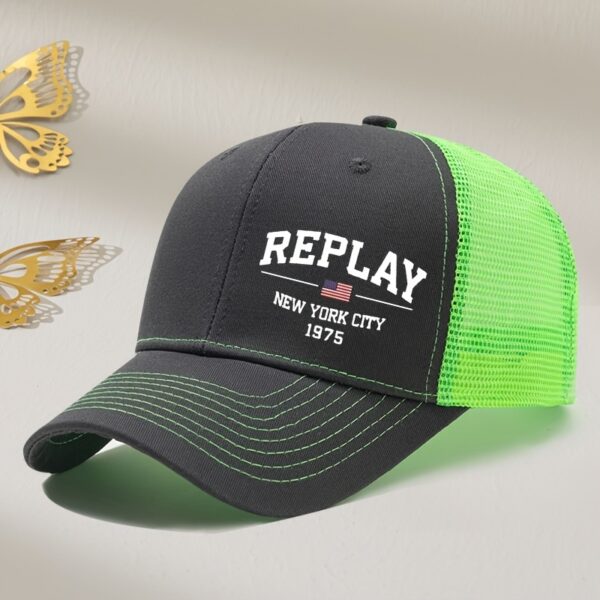 REPLAY White Letter Print Mesh Baseball Cap, Outdoor, for RICHARDSON, Summer, Outdoor Sports, Printed, Curved Brim, Truck Driver Hat - Image 12