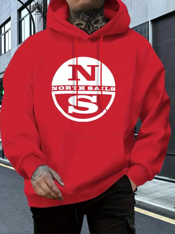 Men'S Navy Blue "North Sails" Graphic Hoodie - Casual, All-Season Pullover with Drawstring, Casual Wear|Graphic Hoodie|Comfortable Fit, Essential Hoodie - Image 3