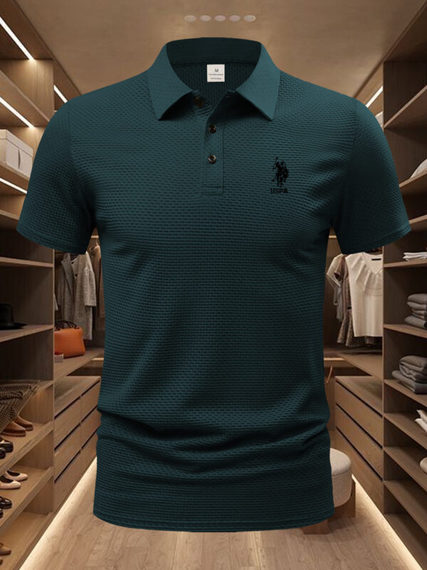 TS276 Double Horse USPA Print Golf Knit Men's Turtleneck - Image 2