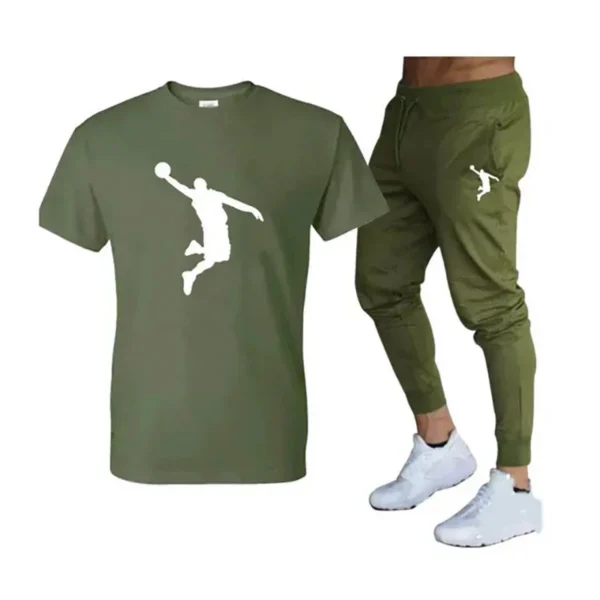 2025Hot-Selling Summer T-Shirt Pants Set Casual Brand Fitness Jogger Pants T Shirts Hip hop Fashicon Men'sTracksuit .