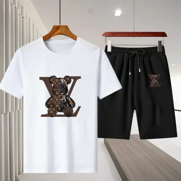 New 2025 summer leisure men's sports suit Outdoor hiking jogging men's short sleeve breathable T-shirt + shorts two-piece set - zinifashion 200000343 - Image 2