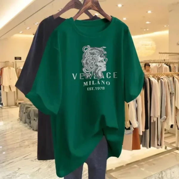 2025 high luxury brand casual T-shirt women's pure cotton men's short-sleeved top soft and breathable summer fashion street wear - Image 2